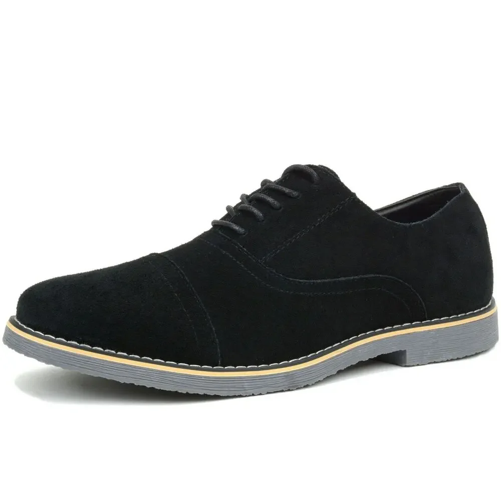 Alpine Swiss Aston Suede Leather Dress Men's Size 10 Black Cap Toe Lace Up